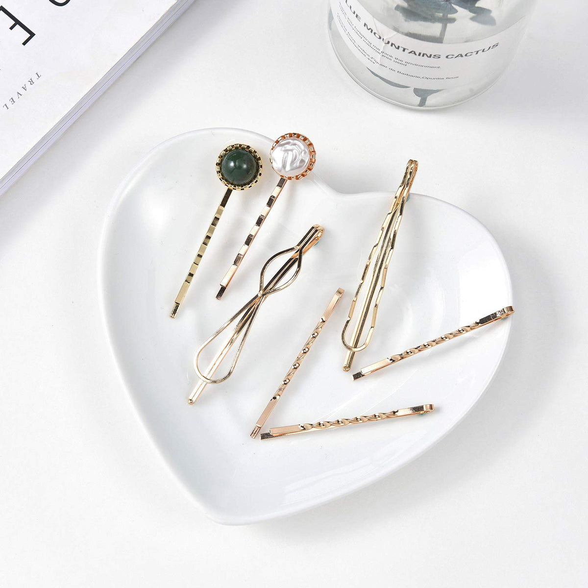 Mehayi 20 PCS Macaron Pearl Acrylic Resin Fashion Hair Clips Set, Cute Hair Barrettes Bobby Pins, Boho Fancy Hairpin Accessories Headwear Styling Tools, Gifts for Women Girls Decorative Wedding