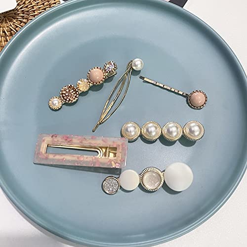 Mehayi 20 PCS Macaron Pearl Acrylic Resin Fashion Hair Clips Set, Cute Hair Barrettes Bobby Pins, Boho Fancy Hairpin Accessories Headwear Styling Tools, Gifts for Women Girls Decorative Wedding