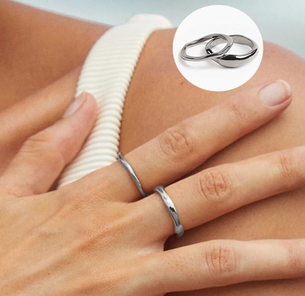 FAXHION 12PCS Gold Stackable Rings Set for Women, 18K Gold Plated Open Stacking Knuckle Ring, Adjustable Chunky Signet Rings for Gift