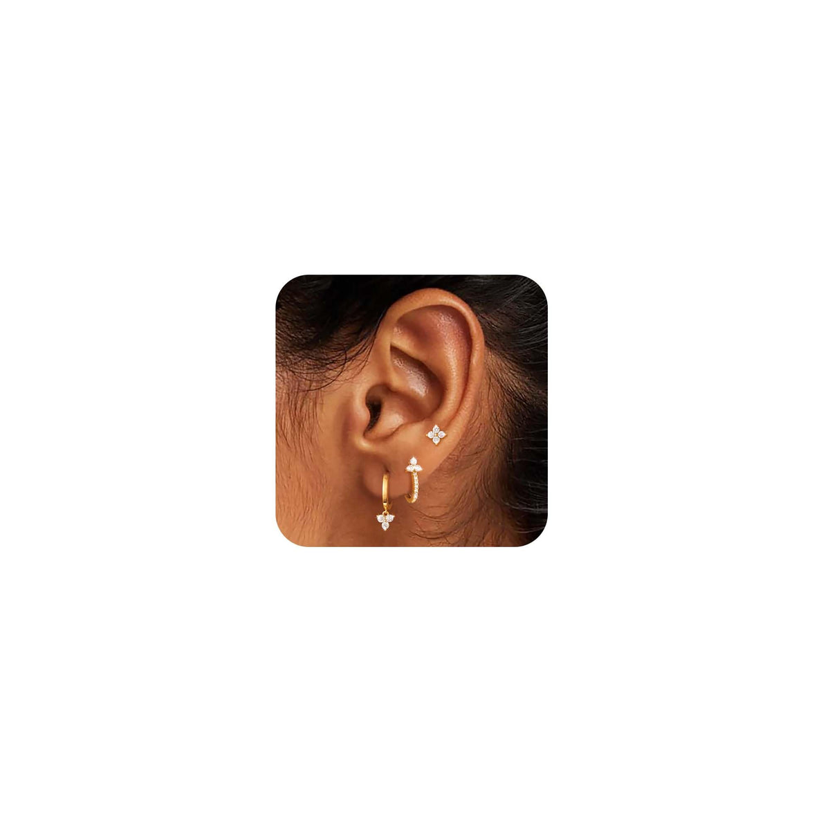 3 Pairs Gold Hoop Earrings Set: Dainty Stud Earrings Trendy Small 14K Gold Plated Hypoallergenic Dangle Cartilage Huggie Hoop Earrings for Women Gold Jewelry for Women Gifts