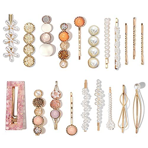 Mehayi 20 PCS Macaron Pearl Acrylic Resin Fashion Hair Clips Set, Cute Hair Barrettes Bobby Pins, Boho Fancy Hairpin Accessories Headwear Styling Tools, Gifts for Women Girls Decorative Wedding