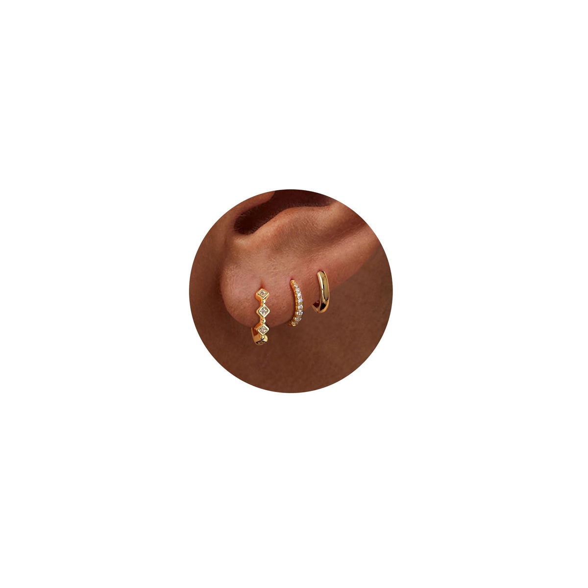 3 Pairs Gold Hoop Earrings Set: Dainty Stud Earrings Trendy Small 14K Gold Plated Hypoallergenic Dangle Cartilage Huggie Hoop Earrings for Women Gold Jewelry for Women Gifts