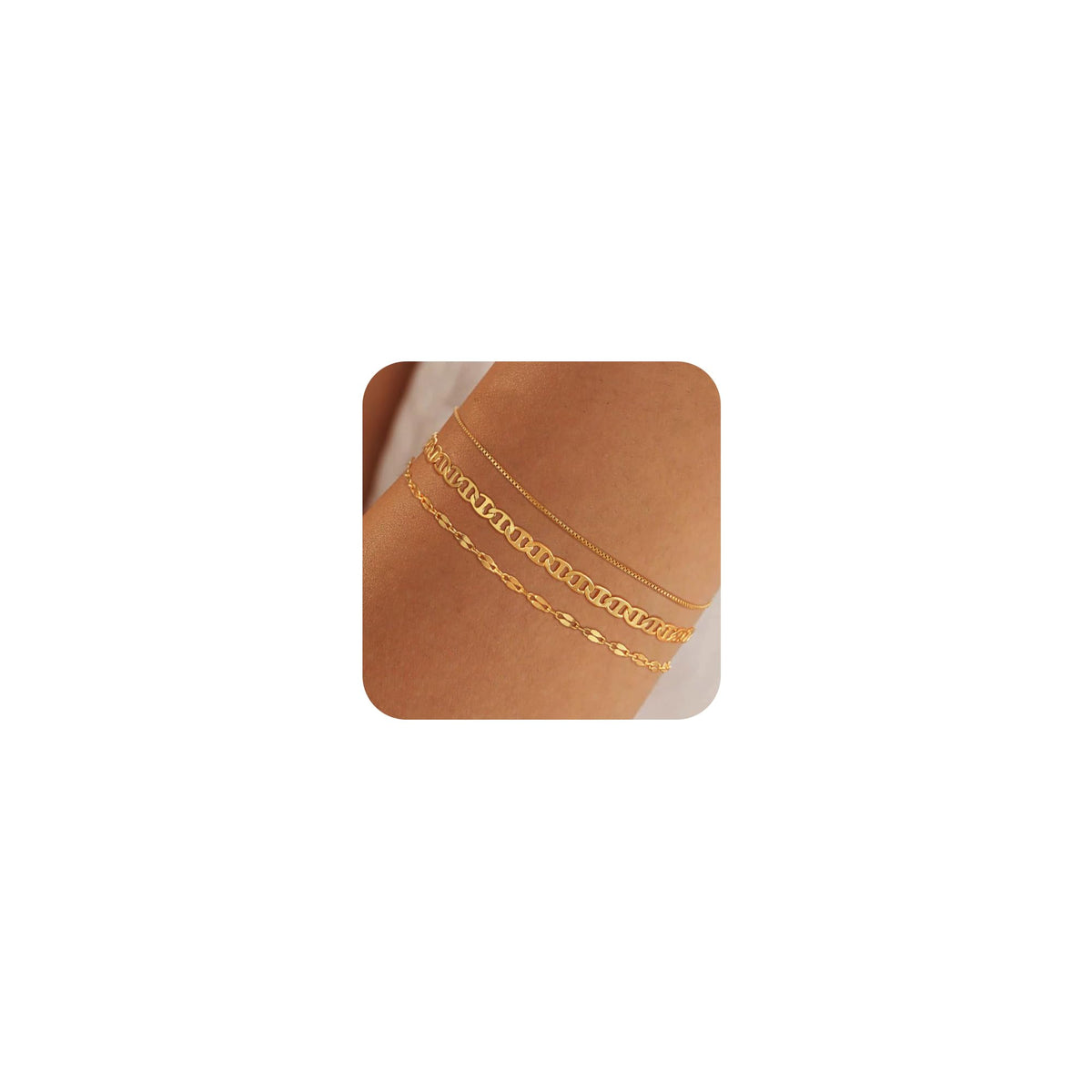 MBW Gold Bracelets for Women Trendy, Dainty 14K Gold Plated Bracelet Stack Beaded Chain Bracelet Set Thin Small Cute Paperclip Bracelets Fashion Waterproof Jewelry Gift Gold Accessories for Women