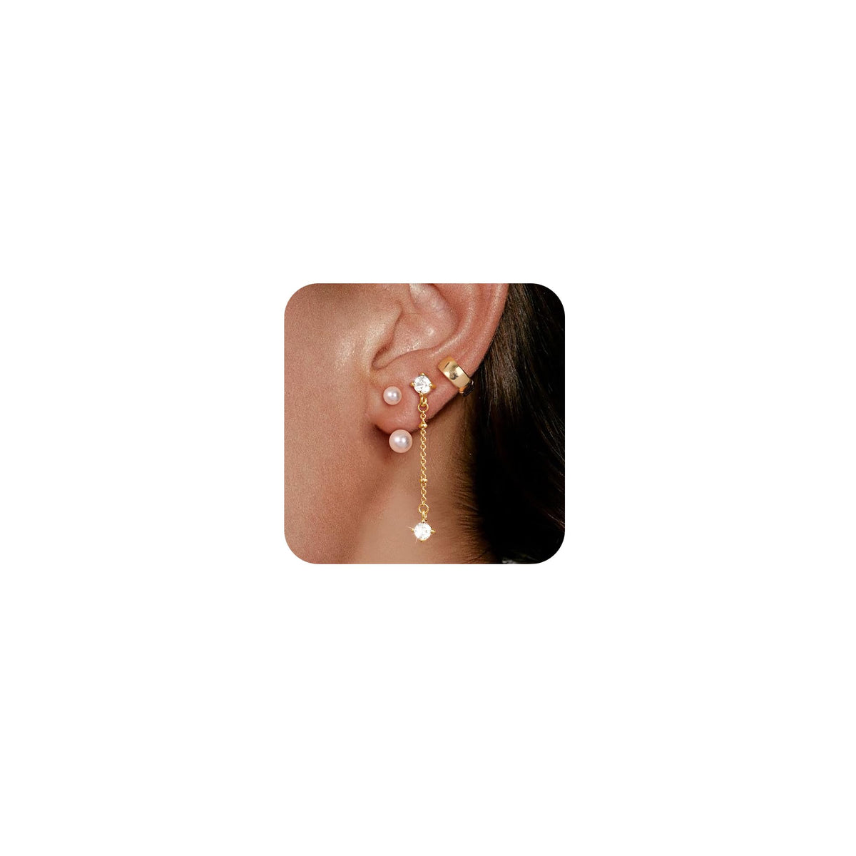 3 Pairs Gold Hoop Earrings Set: Dainty Stud Earrings Trendy Small 14K Gold Plated Hypoallergenic Dangle Cartilage Huggie Hoop Earrings for Women Gold Jewelry for Women Gifts
