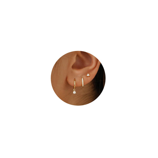 3 Pairs Gold Hoop Earrings Set: Dainty Stud Earrings Trendy Small 14K Gold Plated Hypoallergenic Dangle Cartilage Huggie Hoop Earrings for Women Gold Jewelry for Women Gifts