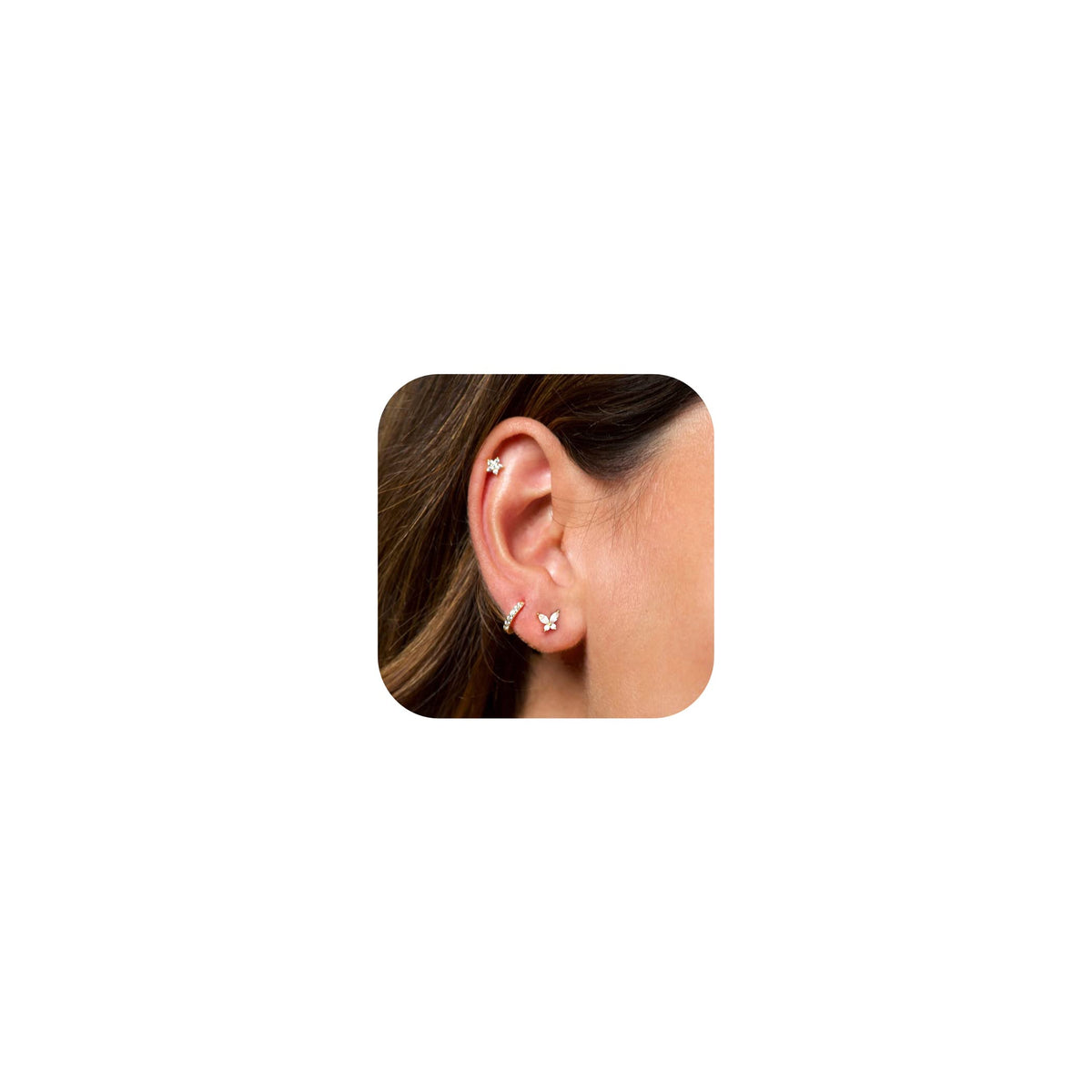 3 Pairs Gold Hoop Earrings Set: Dainty Stud Earrings Trendy Small 14K Gold Plated Hypoallergenic Dangle Cartilage Huggie Hoop Earrings for Women Gold Jewelry for Women Gifts