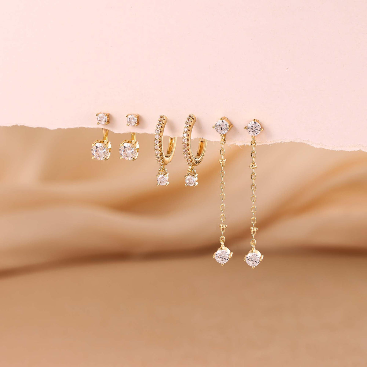 3 Pairs Gold Hoop Earrings Set: Dainty Stud Earrings Trendy Small 14K Gold Plated Hypoallergenic Dangle Cartilage Huggie Hoop Earrings for Women Gold Jewelry for Women Gifts