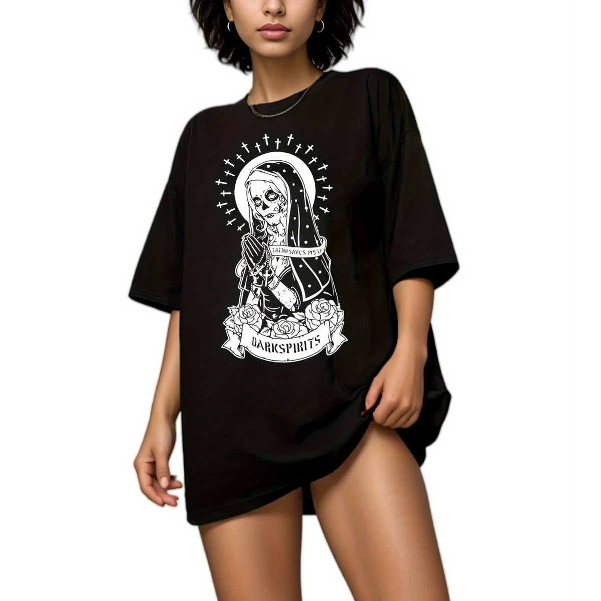 Women Goth T Shirt Y2K Harajuku Graphic Tops Cotton Anime Clothes
