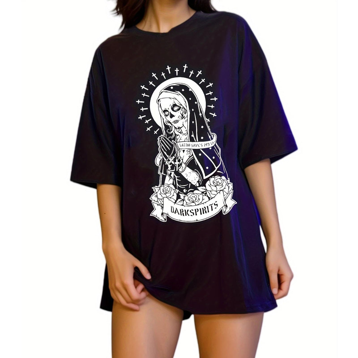 Women Goth T Shirt Y2K Harajuku Graphic Tops Cotton Anime Clothes