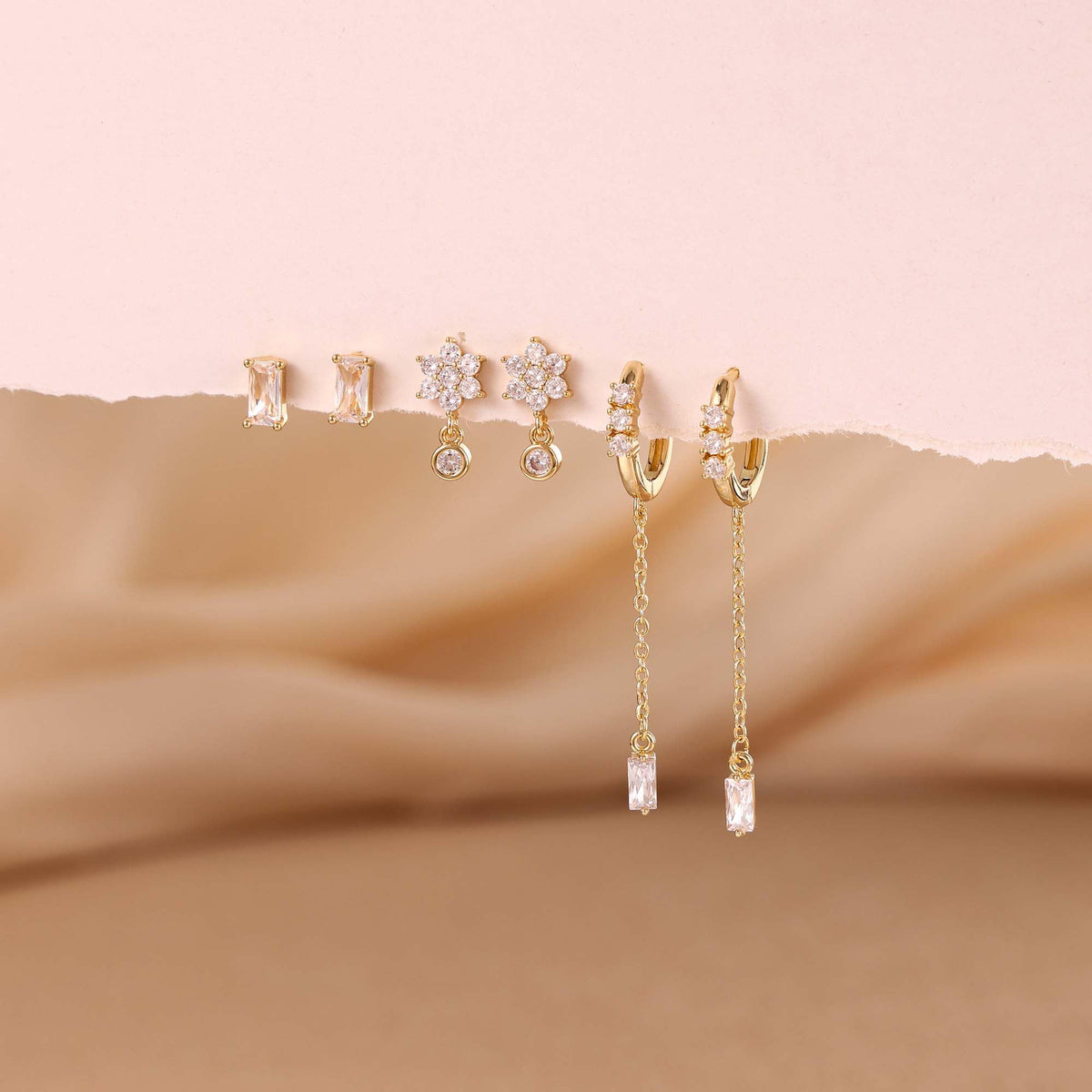 3 Pairs Gold Hoop Earrings Set: Dainty Stud Earrings Trendy Small 14K Gold Plated Hypoallergenic Dangle Cartilage Huggie Hoop Earrings for Women Gold Jewelry for Women Gifts