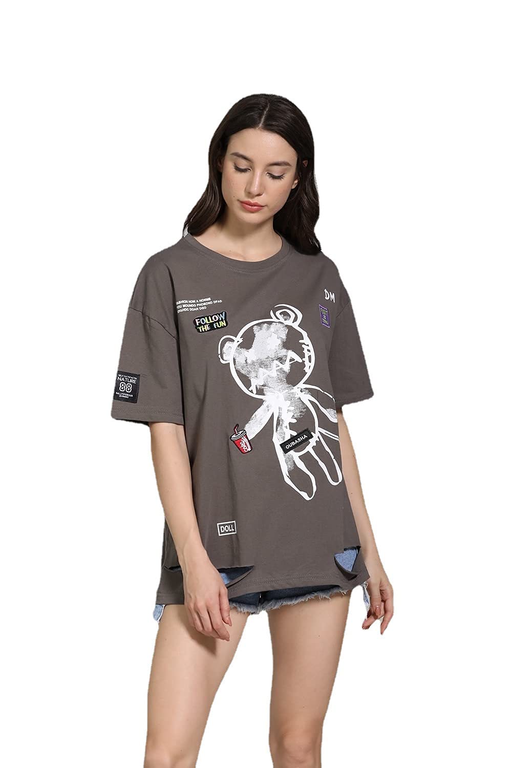 Women Goth T Shirt Y2K Harajuku Graphic Tops Cotton Anime Clothes