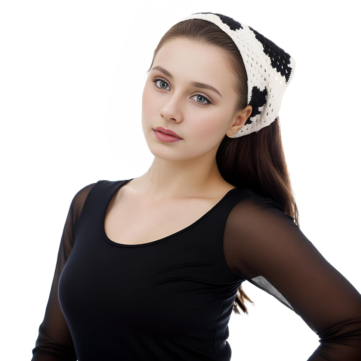 hoyuwak Pink Crochet Head Scarf Bandanas Headbands Hair Scarf for Women Girls Knitted Strawberry Head Coverings Hair Accessories for Hair Styling Decor