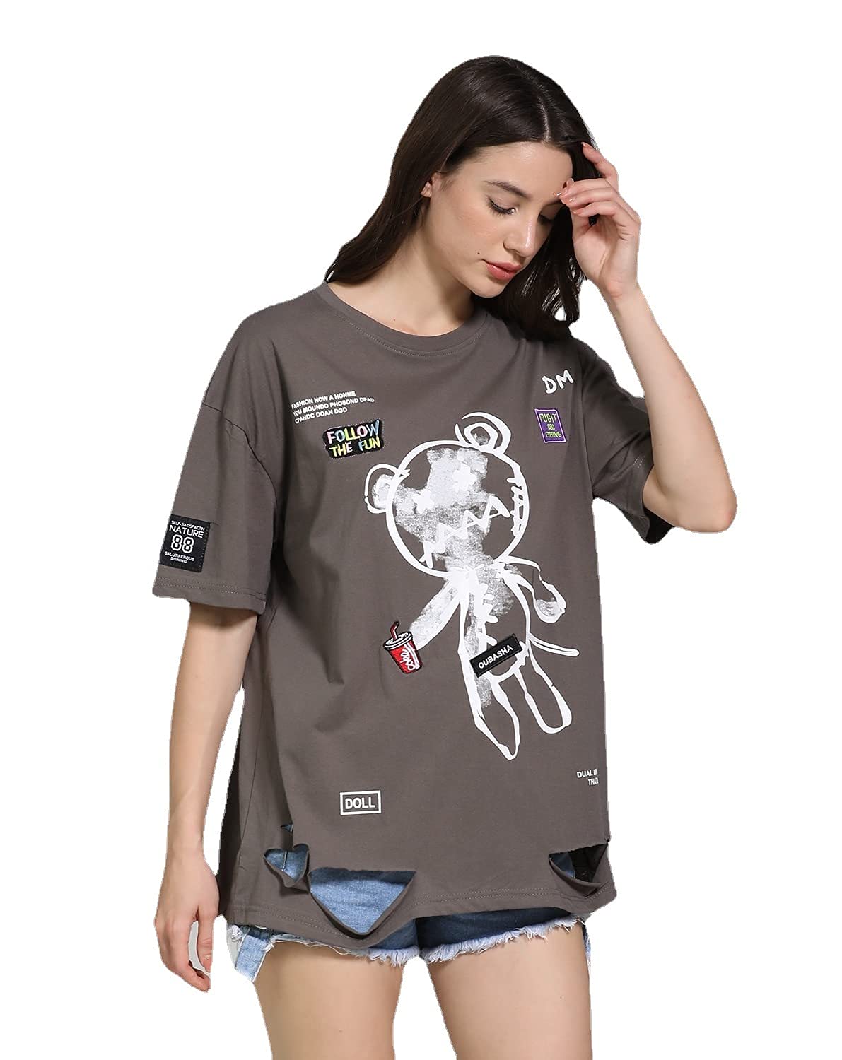 Women Goth T Shirt Y2K Harajuku Graphic Tops Cotton Anime Clothes