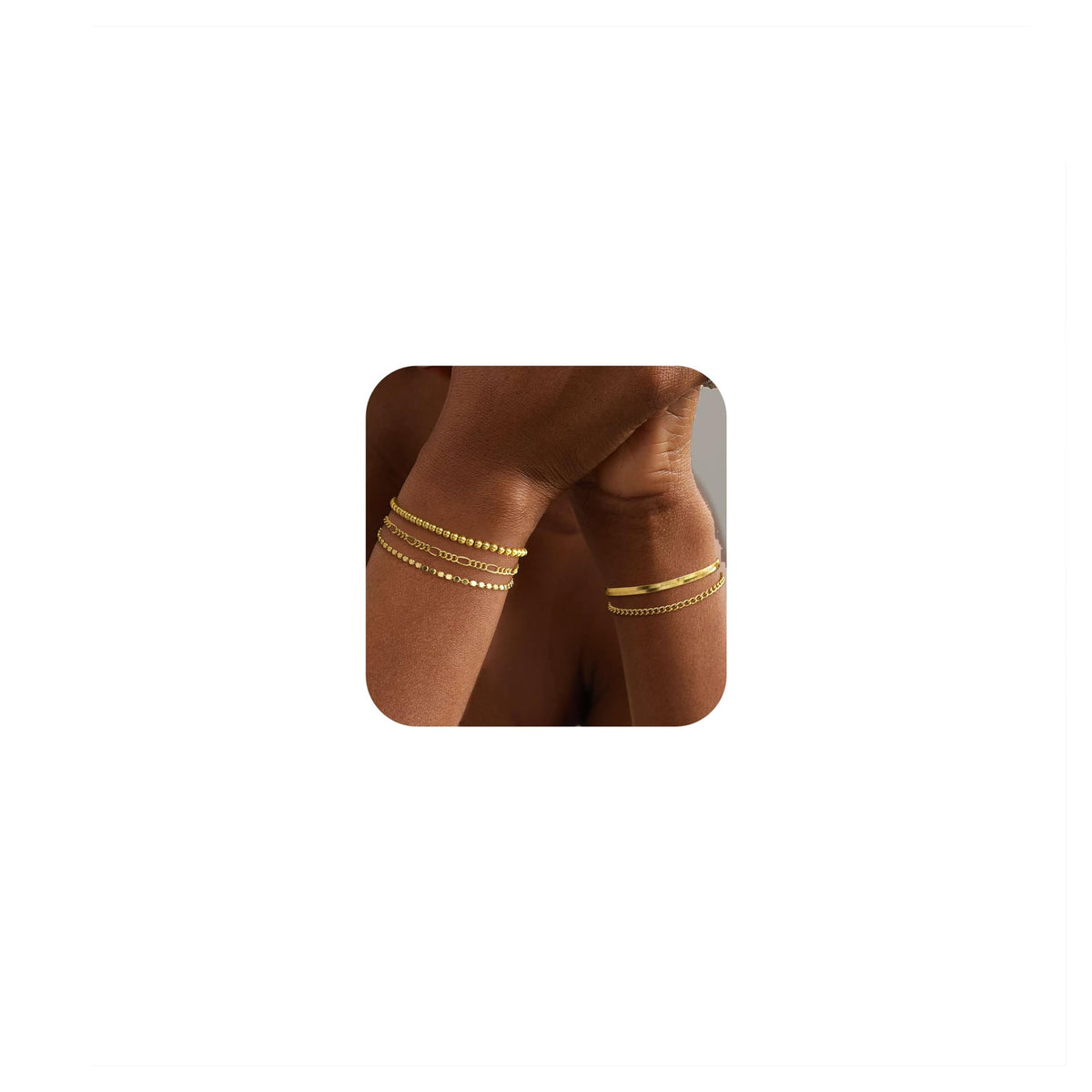DEARMAY Gold Bracelets for Women Waterproof, 14K Real Gold Jewelry Sets for Women Trendy Thin Dainty Stackable Cuban Link Paperclip Chain Bracelet Pack Fashion Accessories Gifts for Womens