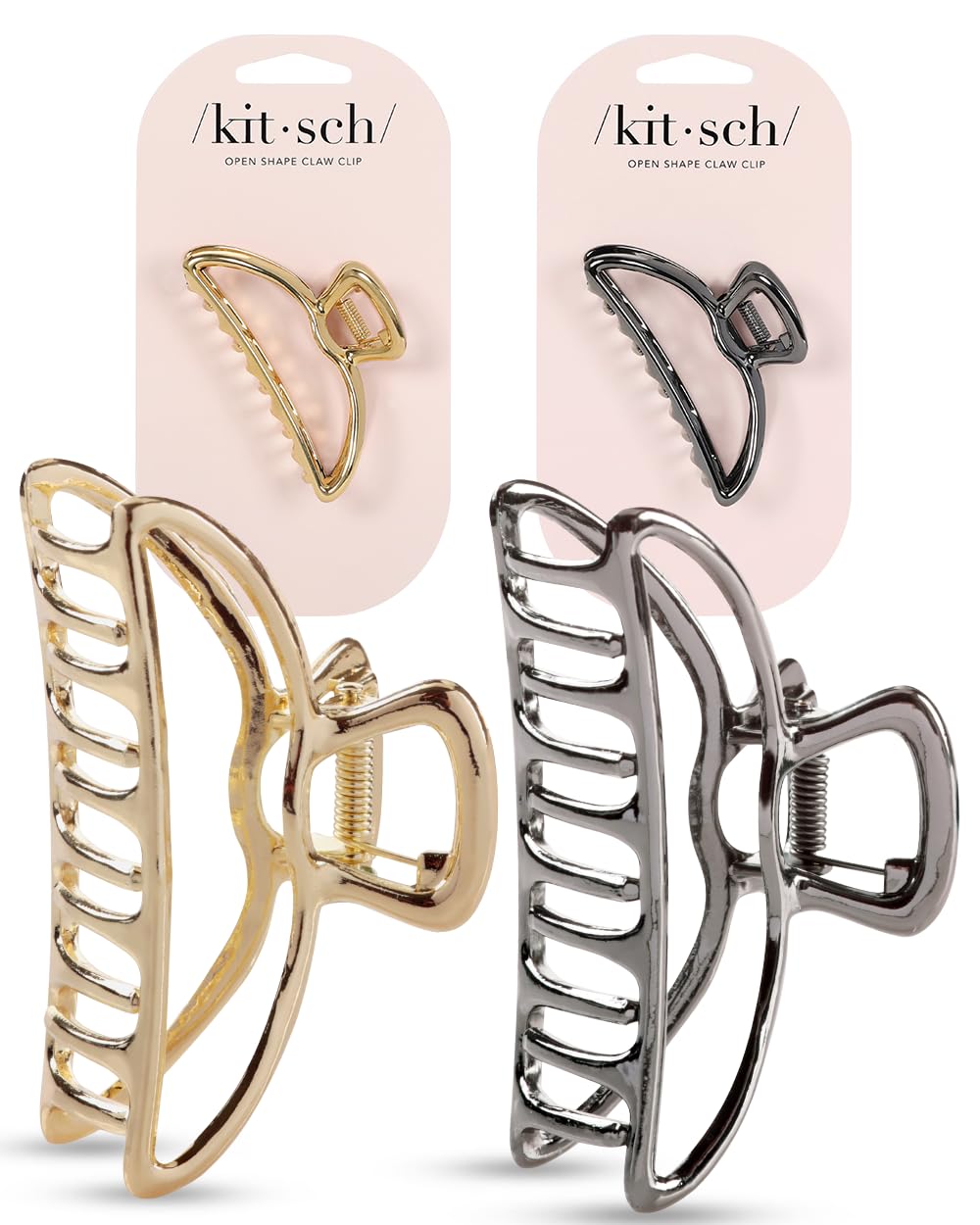 Kitsch Gold Metal Claw Clips, Large Hair Clips for All Hair Types, Hair Claw Clip, Cute Claw Clips for Girls And Women, Hair Claw, Strong Hair Clips, Claw Clip, 1 Piece