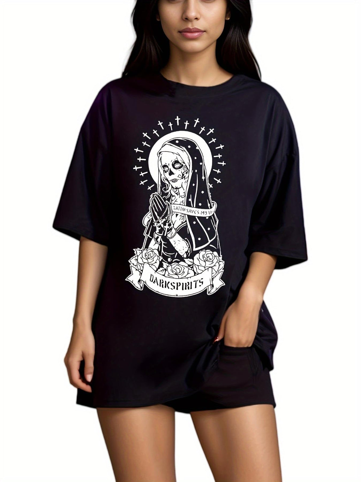 Women Goth T Shirt Y2K Harajuku Graphic Tops Cotton Anime Clothes