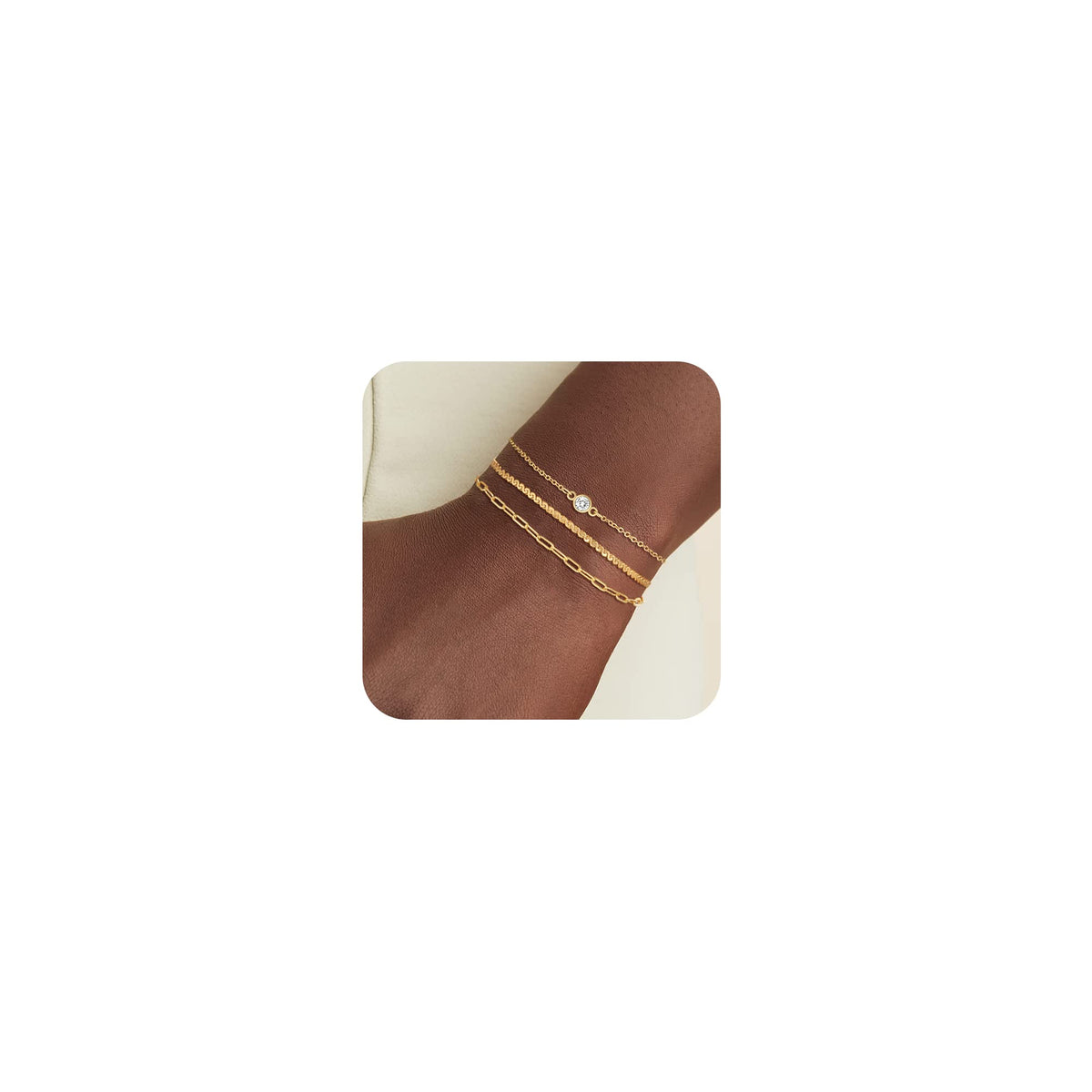 MBW Gold Bracelets for Women Trendy, Dainty 14K Gold Plated Bracelet Stack Beaded Chain Bracelet Set Thin Small Cute Paperclip Bracelets Fashion Waterproof Jewelry Gift Gold Accessories for Women