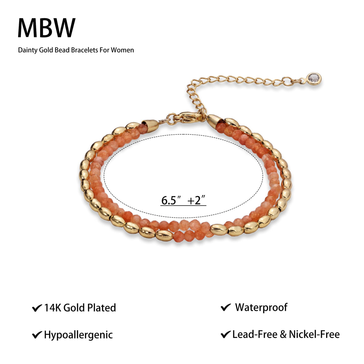 MBW Gold Bracelets for Women Trendy, Dainty 14K Gold Plated Bracelet Stack Beaded Chain Bracelet Set Thin Small Cute Paperclip Bracelets Fashion Waterproof Jewelry Gift Gold Accessories for Women