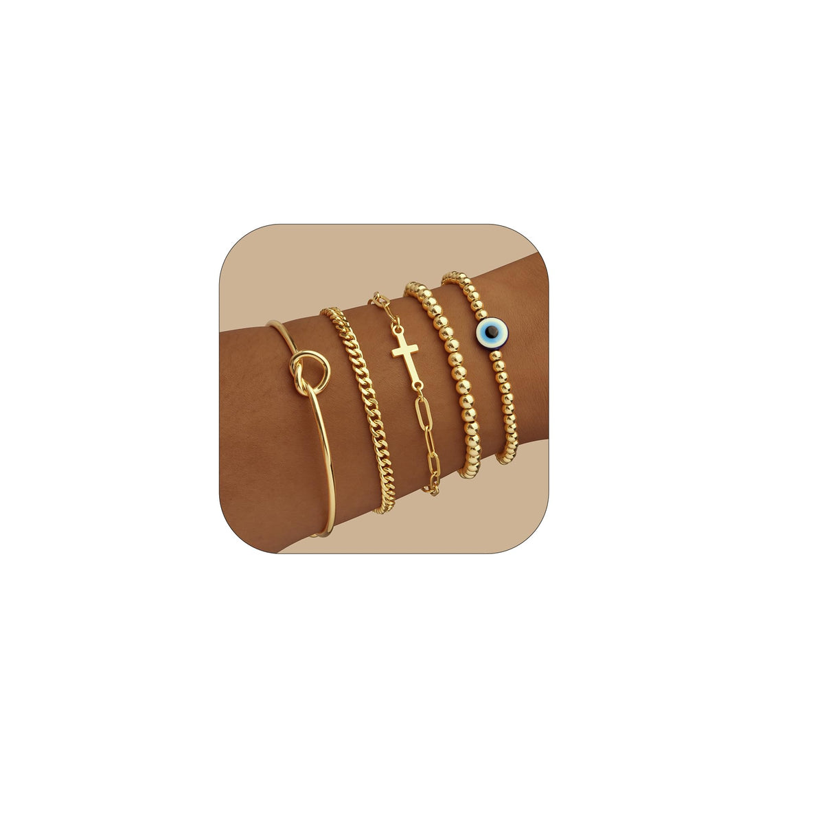 Gold Bracelets for Women,Dainty Bracelets Set for Women Trendy, Gold Bracelets Stack With Beaded, Cuban, Paperclip, Heart, Snake, Rope, Pearl, Cross, Hand Chain, Silver Jewelry Gifts for Women Christmas