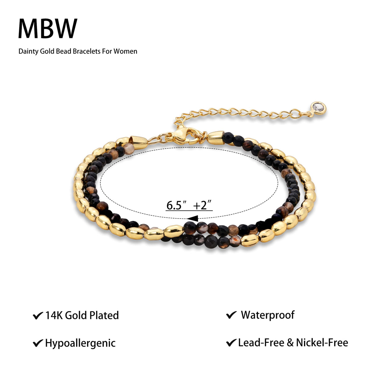 MBW Gold Bracelets for Women Trendy, Dainty 14K Gold Plated Bracelet Stack Beaded Chain Bracelet Set Thin Small Cute Paperclip Bracelets Fashion Waterproof Jewelry Gift Gold Accessories for Women