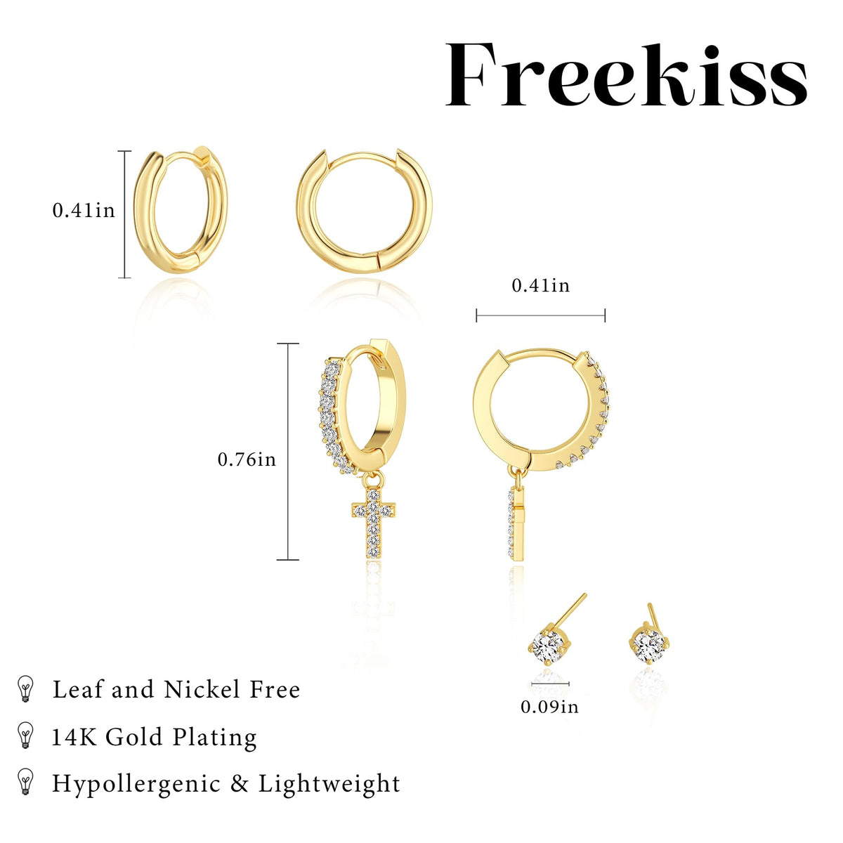 3 Pairs Gold Hoop Earrings Set: Dainty Stud Earrings Trendy Small 14K Gold Plated Hypoallergenic Dangle Cartilage Huggie Hoop Earrings for Women Gold Jewelry for Women Gifts