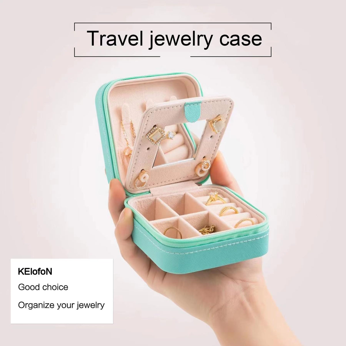 KElofoN Travel Jewelry Case and Organizer with Mirror - Gift for Women and Girls