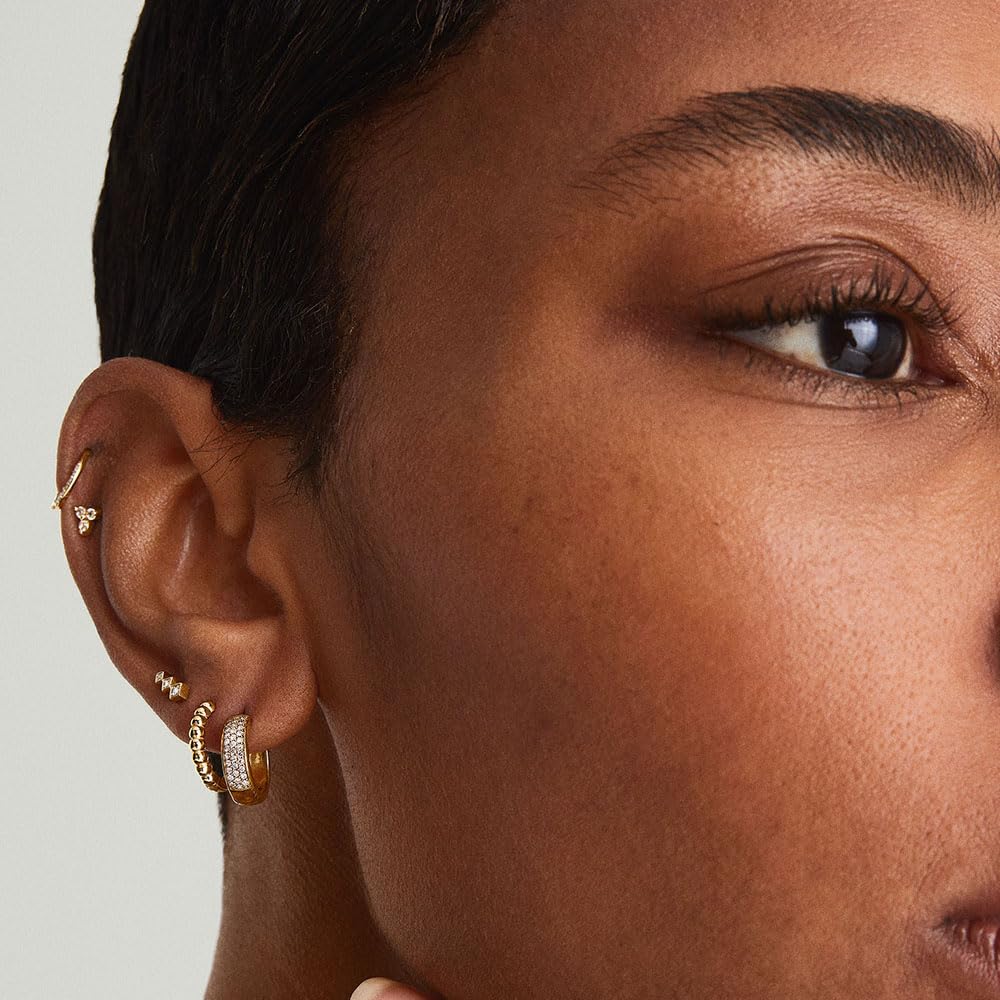 3 Pairs Gold Hoop Earrings Set: Dainty Stud Earrings Trendy Small 14K Gold Plated Hypoallergenic Dangle Cartilage Huggie Hoop Earrings for Women Gold Jewelry for Women Gifts