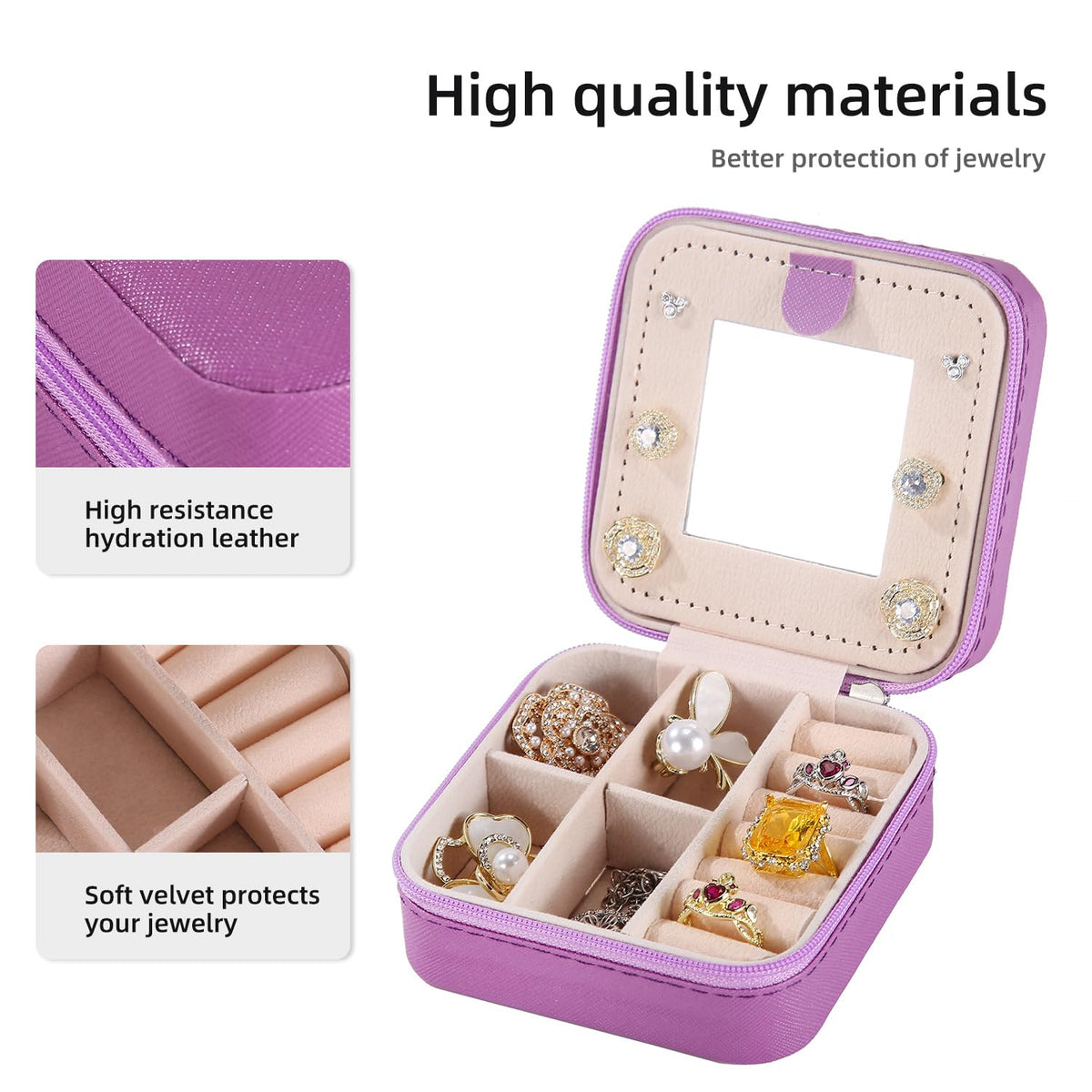 KElofoN Travel Jewelry Case and Organizer with Mirror - Gift for Women and Girls