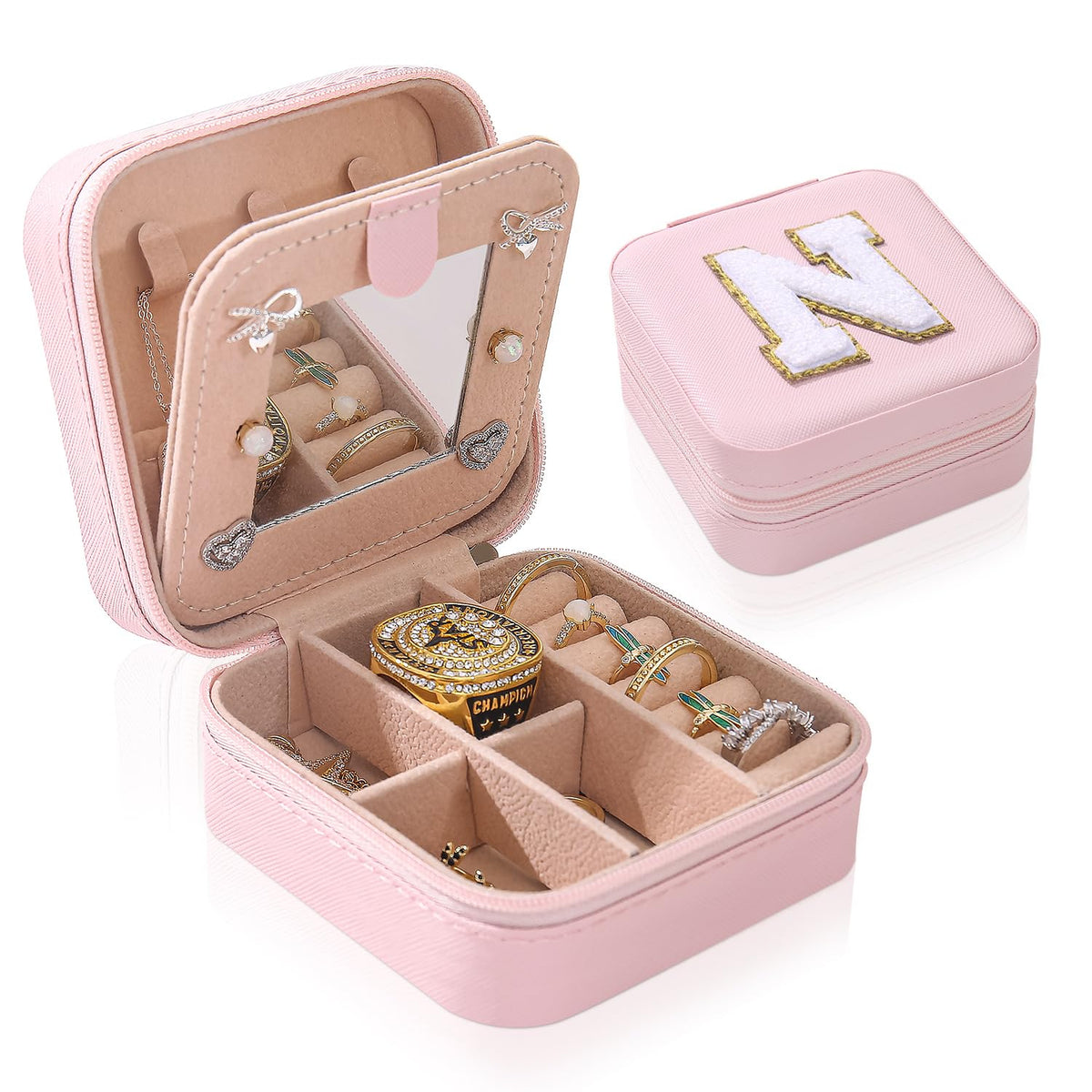 KElofoN Travel Jewelry Case and Organizer with Mirror - Gift for Women and Girls