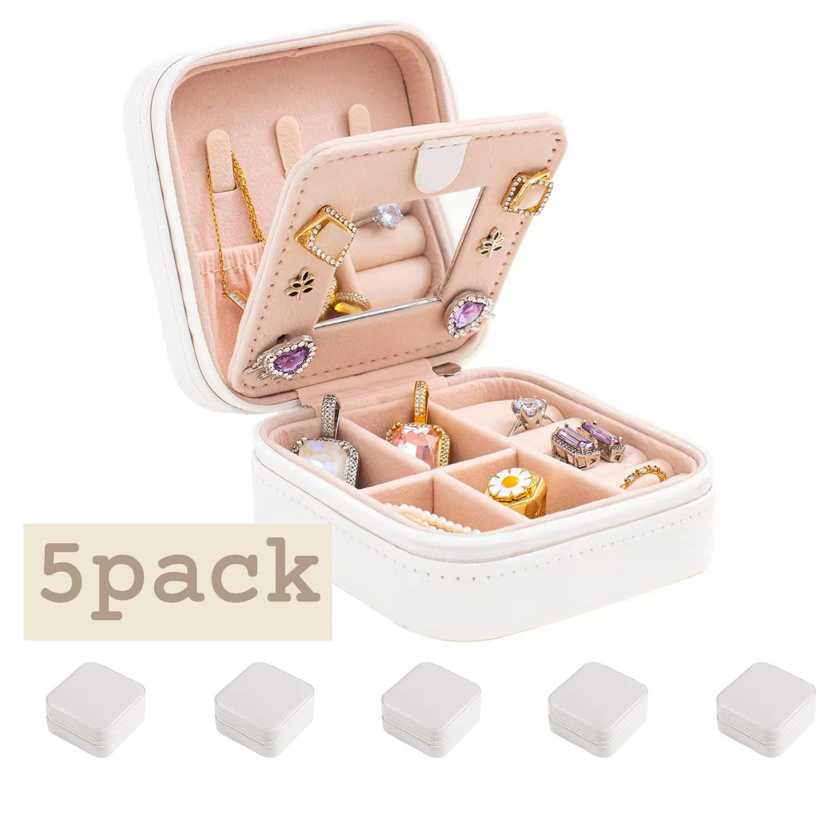KElofoN Travel Jewelry Case and Organizer with Mirror - Gift for Women and Girls