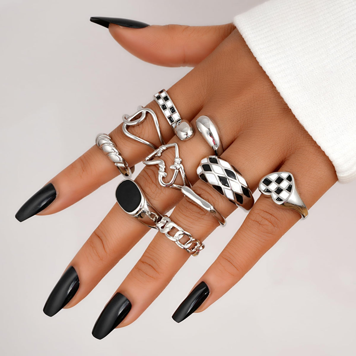 FAXHION 12PCS Gold Stackable Rings Set for Women, 18K Gold Plated Open Stacking Knuckle Ring, Adjustable Chunky Signet Rings for Gift