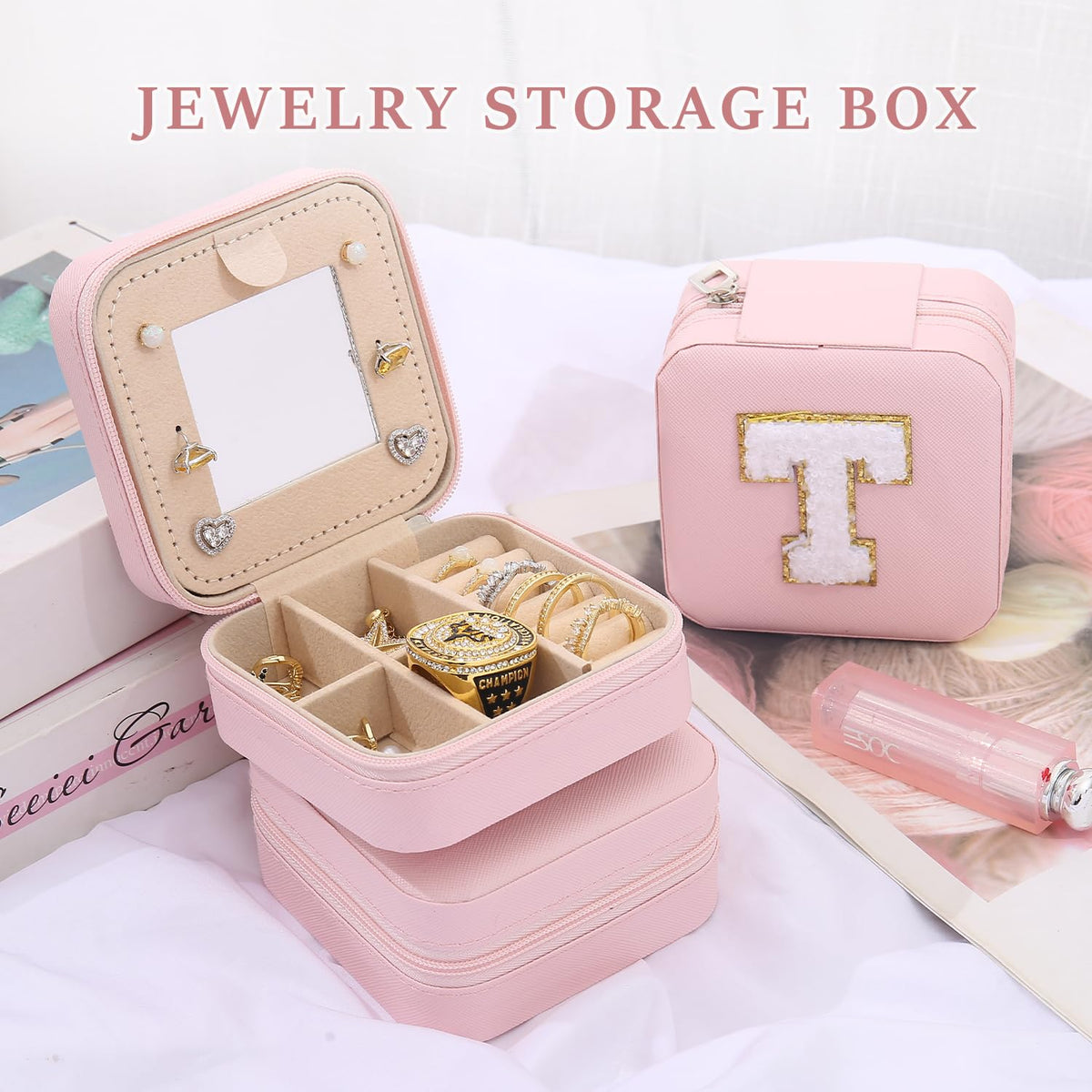 KElofoN Travel Jewelry Case and Organizer with Mirror - Gift for Women and Girls