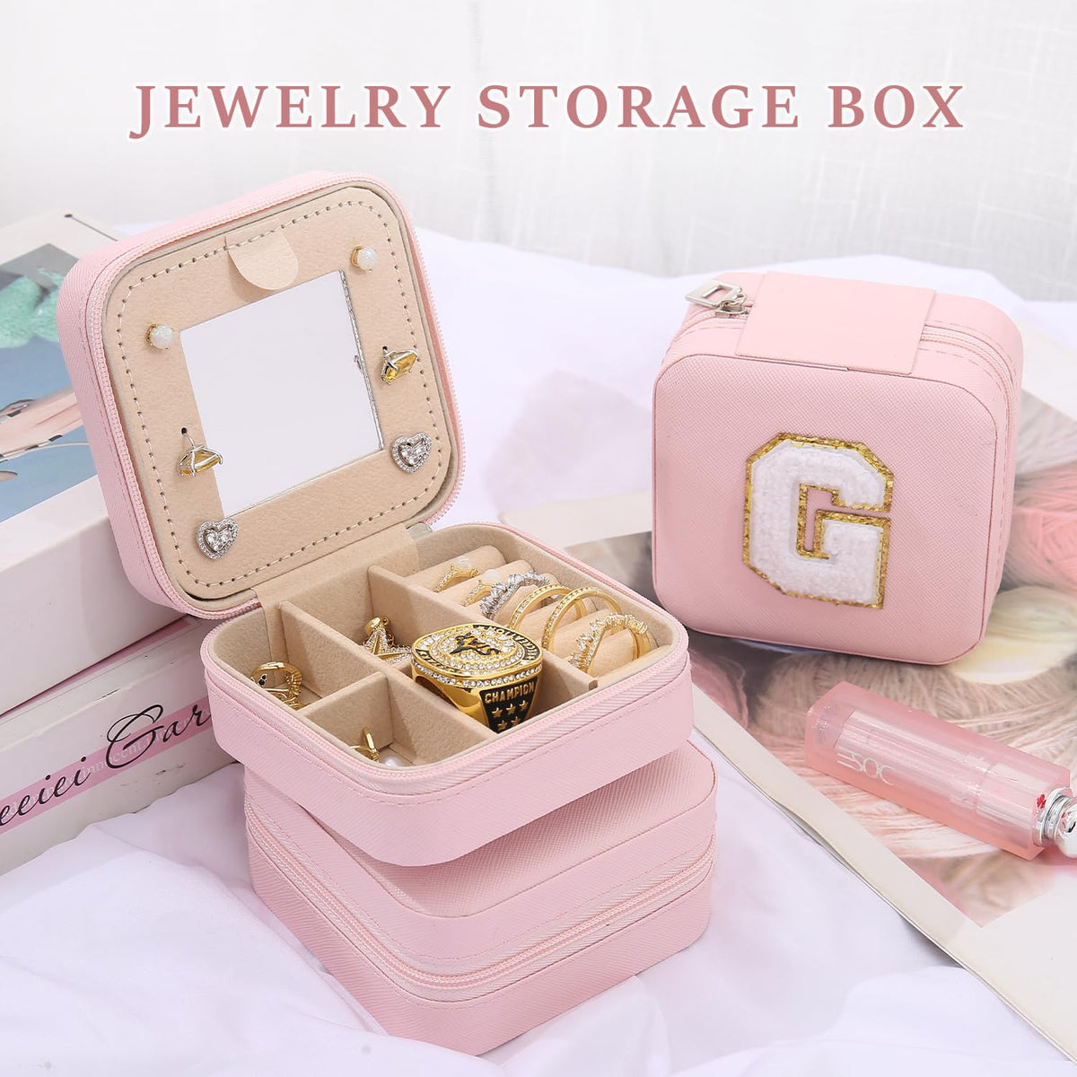 KElofoN Travel Jewelry Case and Organizer with Mirror - Gift for Women and Girls