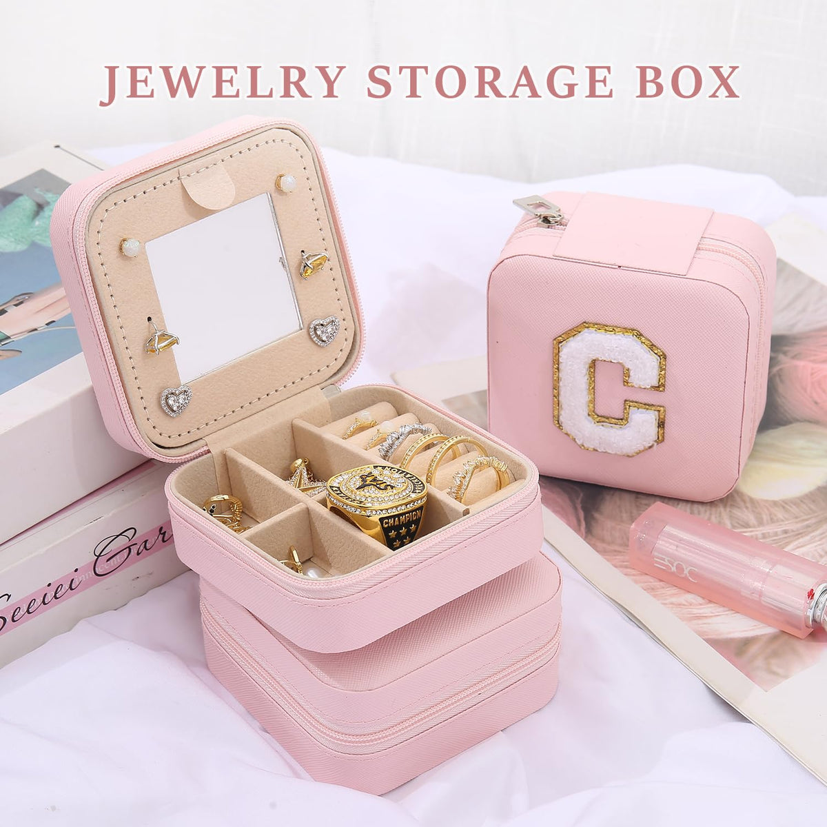 KElofoN Travel Jewelry Case and Organizer with Mirror - Gift for Women and Girls