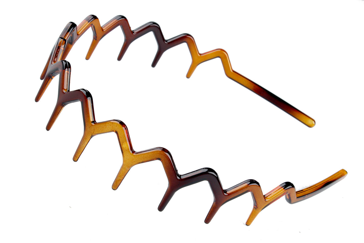 Set of 2 Zig Zag Black Plastic Sharks Tooth Hair Comb Headband Hair Hoop Accessory for Women's Lady Girls (1 Black Color+1 Brown)