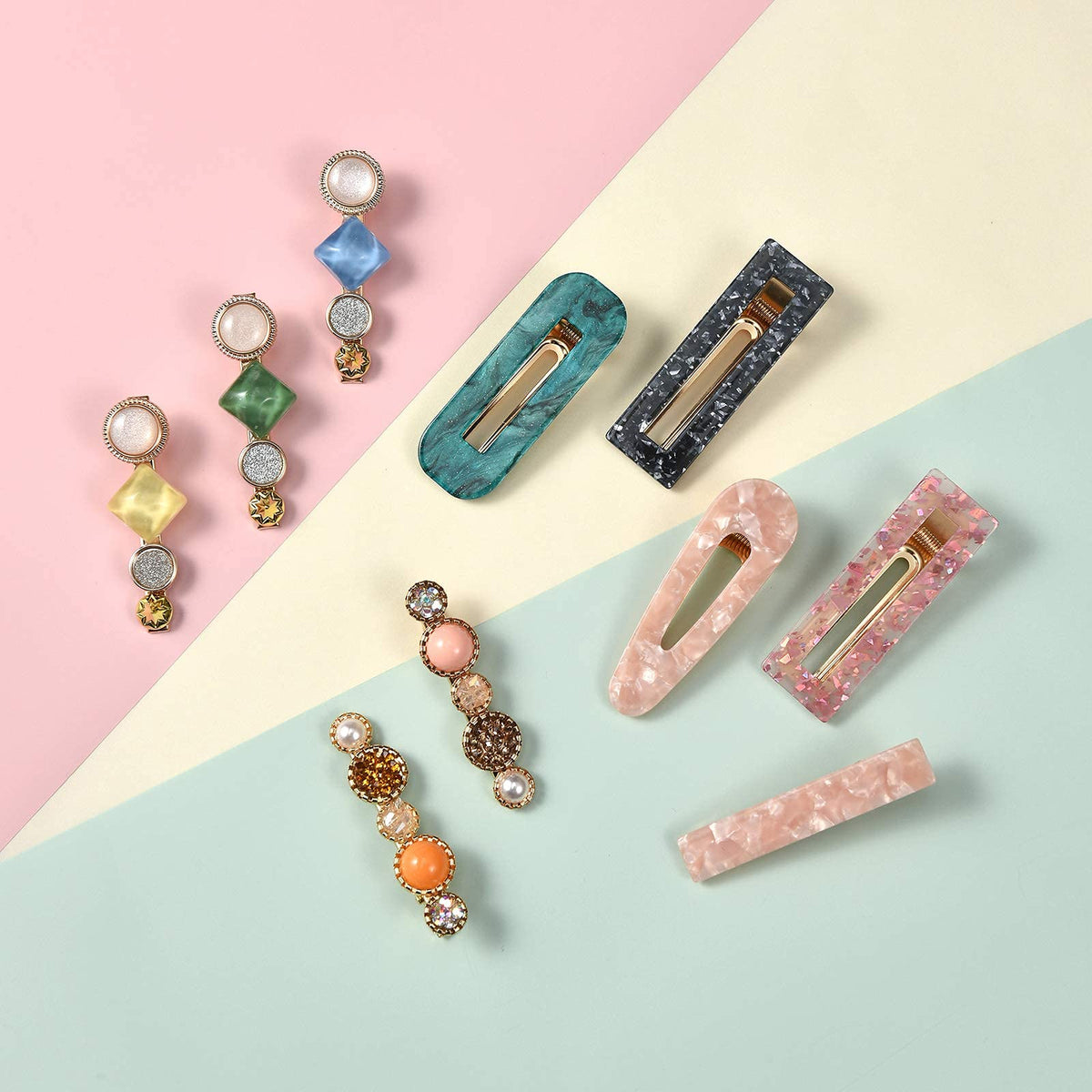 Mehayi 20 PCS Macaron Pearl Acrylic Resin Fashion Hair Clips Set, Cute Hair Barrettes Bobby Pins, Boho Fancy Hairpin Accessories Headwear Styling Tools, Gifts for Women Girls Decorative Wedding