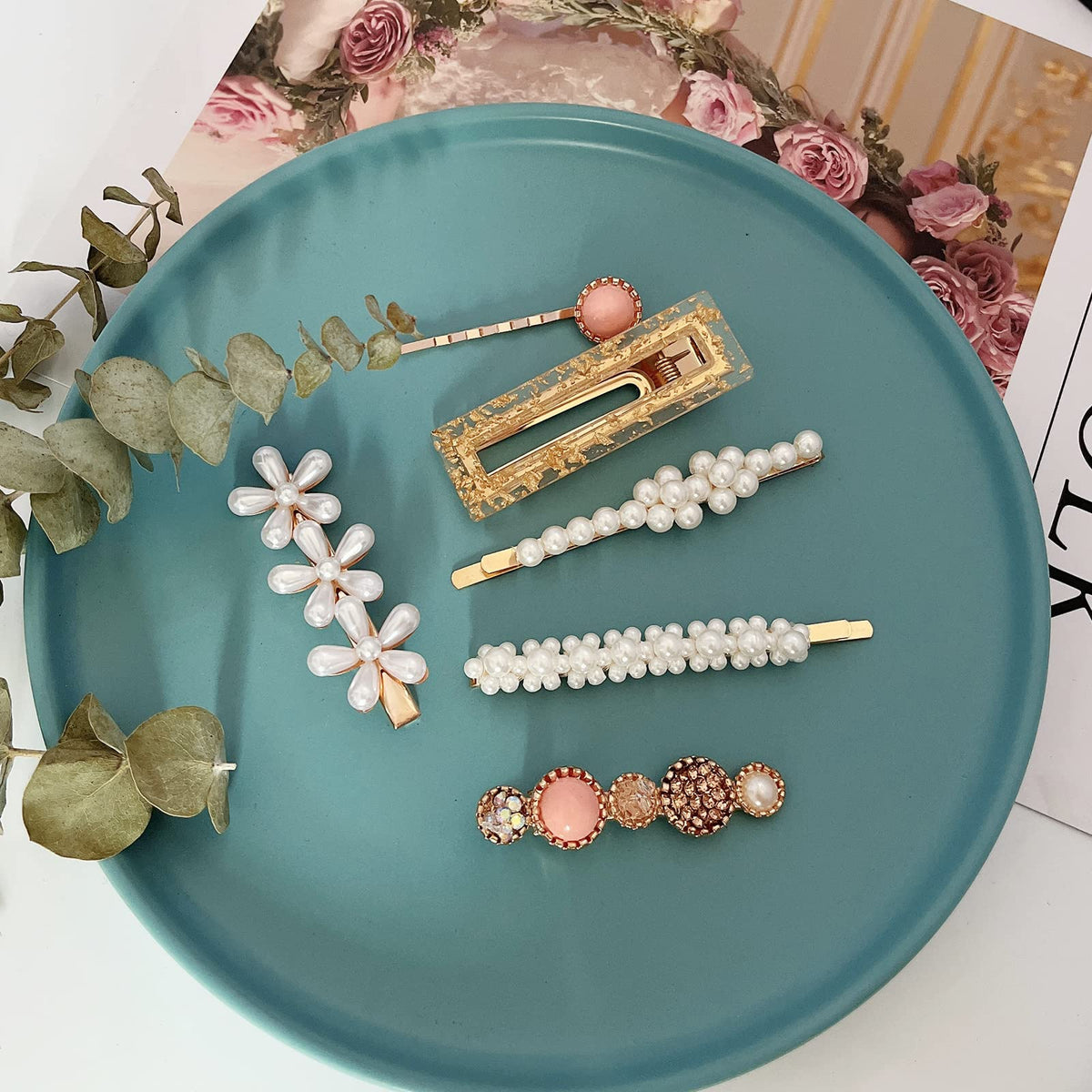 Mehayi 20 PCS Macaron Pearl Acrylic Resin Fashion Hair Clips Set, Cute Hair Barrettes Bobby Pins, Boho Fancy Hairpin Accessories Headwear Styling Tools, Gifts for Women Girls Decorative Wedding