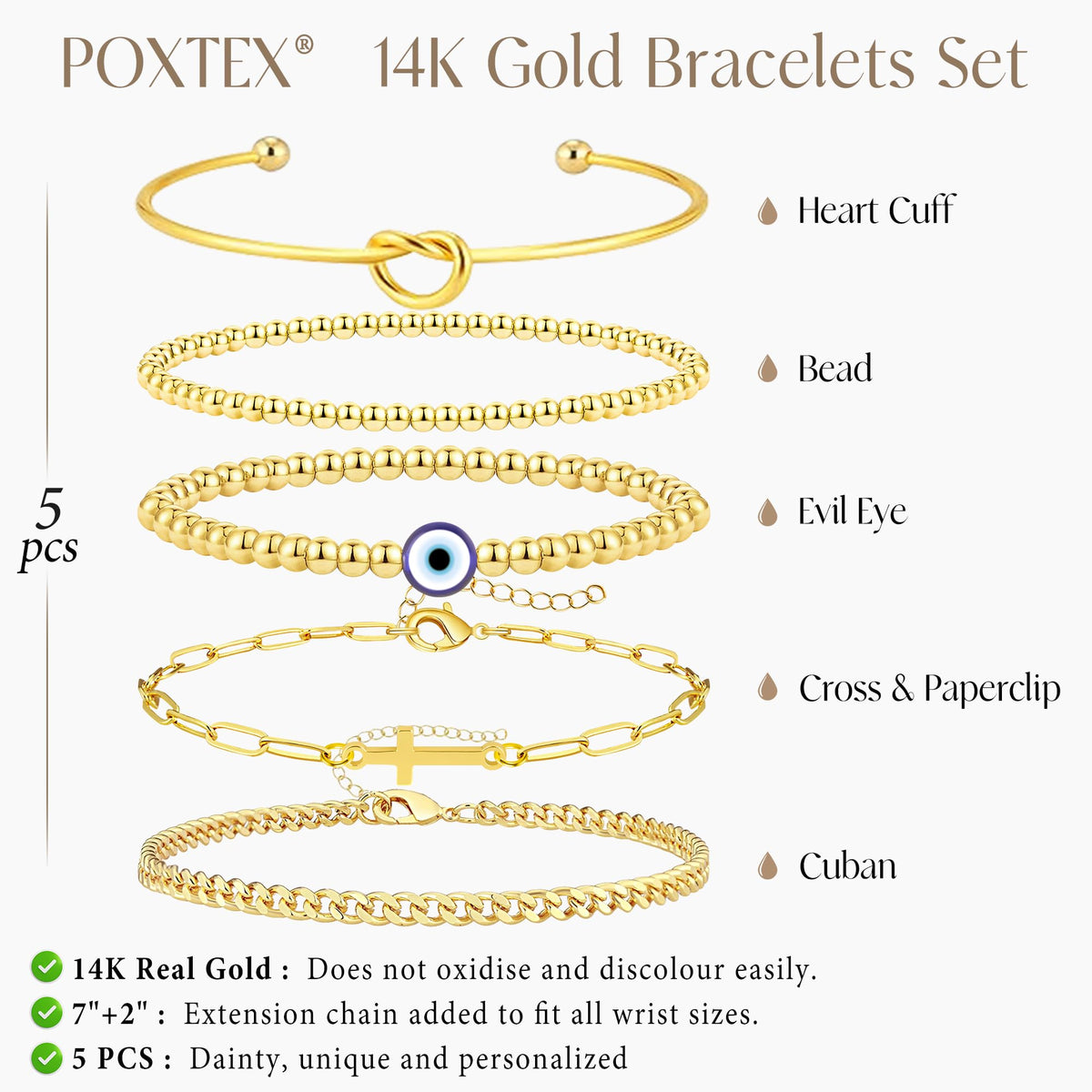 Gold Bracelets for Women,Dainty Bracelets Set for Women Trendy, Gold Bracelets Stack With Beaded, Cuban, Paperclip, Heart, Snake, Rope, Pearl, Cross, Hand Chain, Silver Jewelry Gifts for Women Christmas