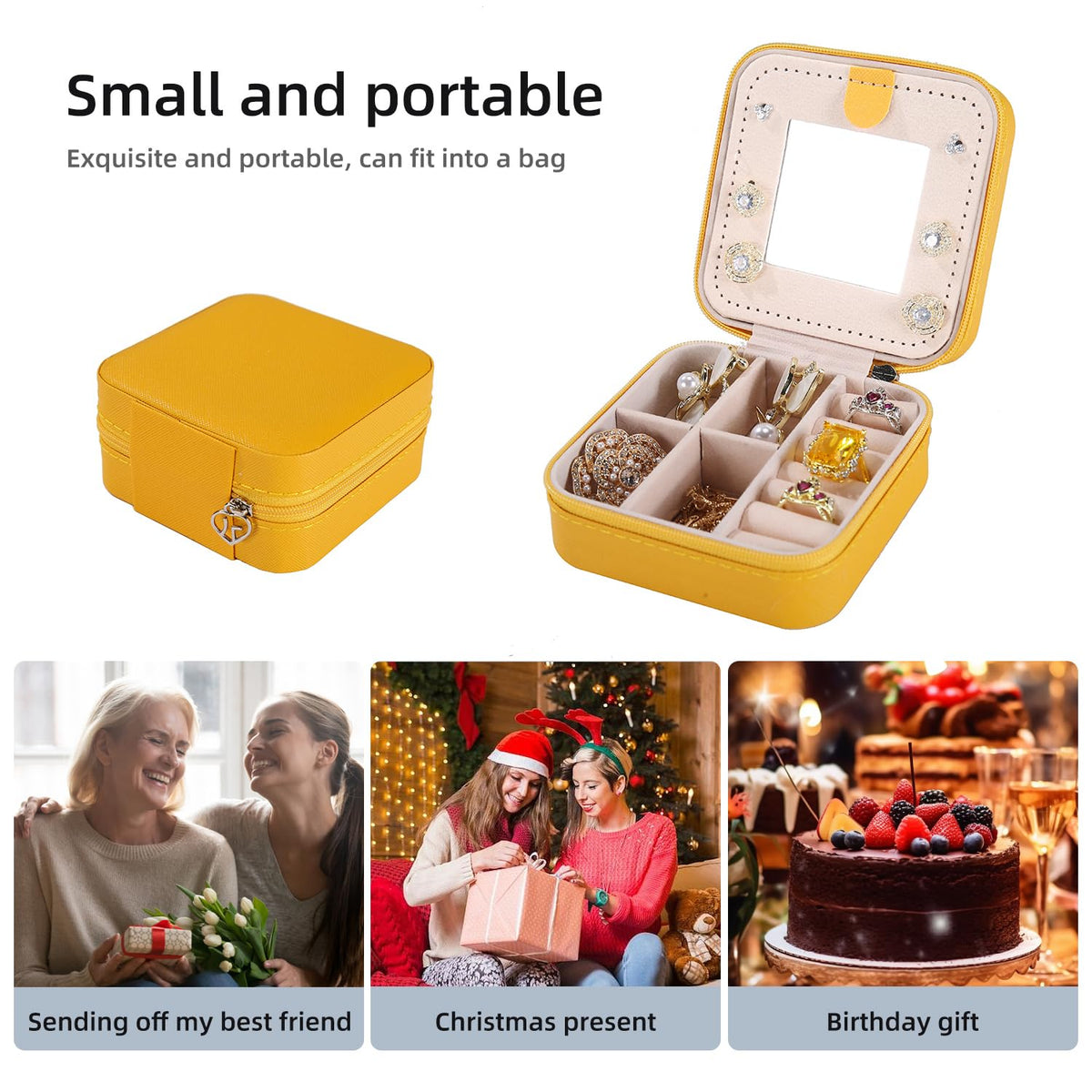 KElofoN Travel Jewelry Case and Organizer with Mirror - Gift for Women and Girls