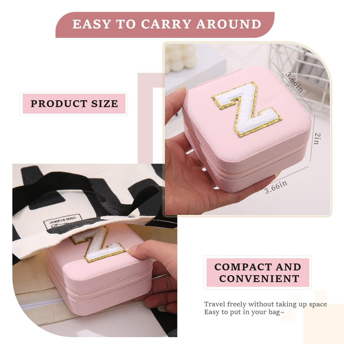 KElofoN Travel Jewelry Case and Organizer with Mirror - Gift for Women and Girls