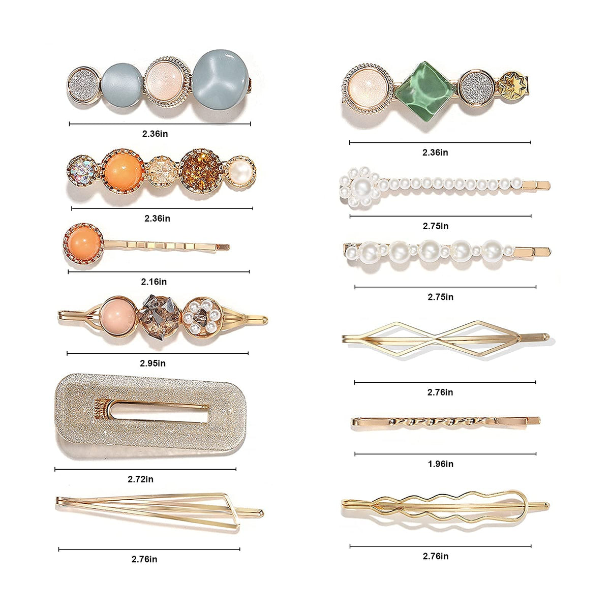 Mehayi 20 PCS Macaron Pearl Acrylic Resin Fashion Hair Clips Set, Cute Hair Barrettes Bobby Pins, Boho Fancy Hairpin Accessories Headwear Styling Tools, Gifts for Women Girls Decorative Wedding