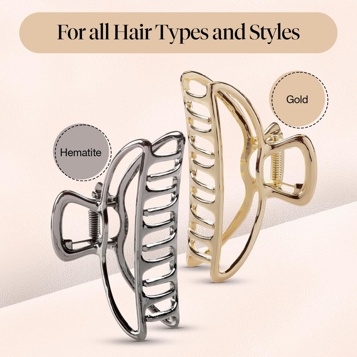 Kitsch Gold Metal Claw Clips, Large Hair Clips for All Hair Types, Hair Claw Clip, Cute Claw Clips for Girls And Women, Hair Claw, Strong Hair Clips, Claw Clip, 1 Piece