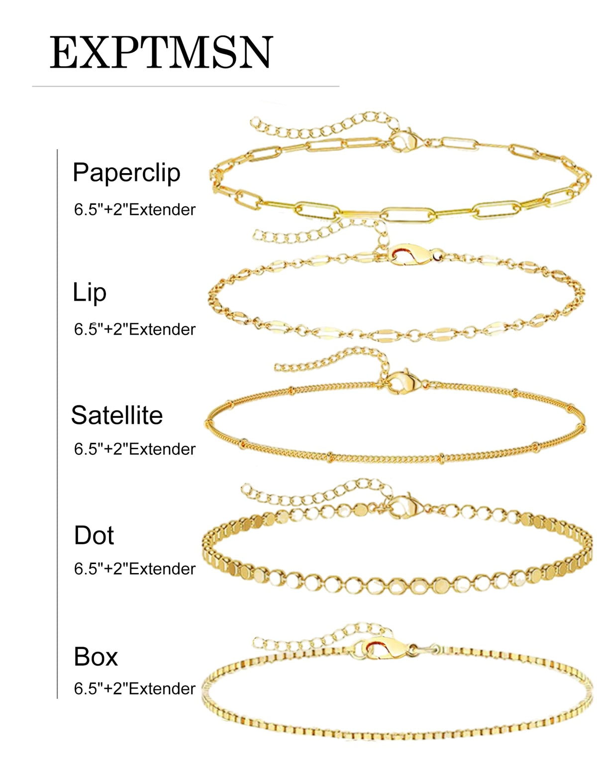 Gold Bracelets for Women - 14K Dainty Bracelets Set for Women, Gold Jewelry Sets for Women Trendy, Stackable Cuban Link Paperclip Chain Bracelet Pack Fashion Accessories Gifts for Women Mom