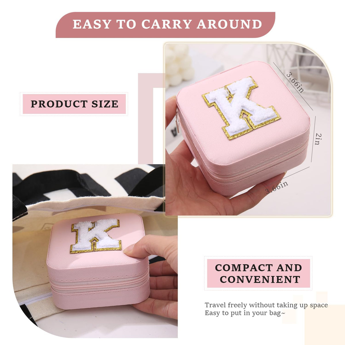 KElofoN Travel Jewelry Case and Organizer with Mirror - Gift for Women and Girls