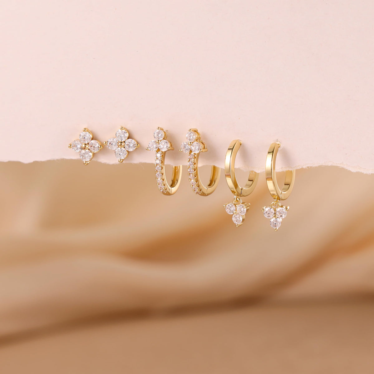 3 Pairs Gold Hoop Earrings Set: Dainty Stud Earrings Trendy Small 14K Gold Plated Hypoallergenic Dangle Cartilage Huggie Hoop Earrings for Women Gold Jewelry for Women Gifts