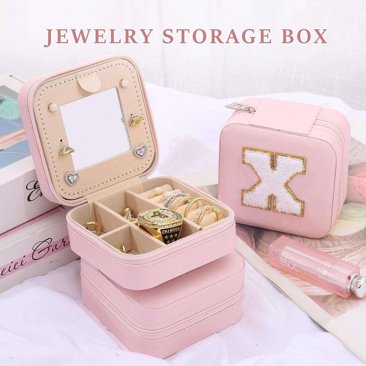 KElofoN Travel Jewelry Case and Organizer with Mirror - Gift for Women and Girls