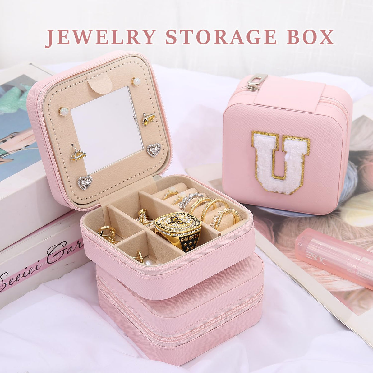 KElofoN Travel Jewelry Case and Organizer with Mirror - Gift for Women and Girls