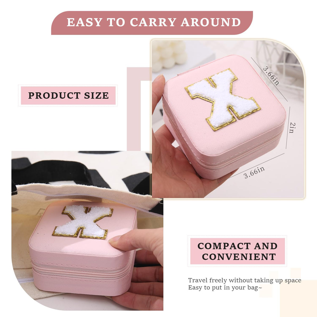 KElofoN Travel Jewelry Case and Organizer with Mirror - Gift for Women and Girls