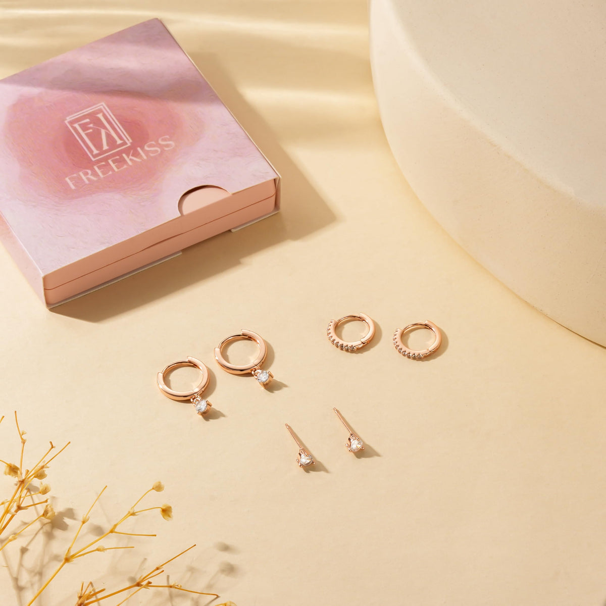 3 Pairs Gold Hoop Earrings Set: Dainty Stud Earrings Trendy Small 14K Gold Plated Hypoallergenic Dangle Cartilage Huggie Hoop Earrings for Women Gold Jewelry for Women Gifts