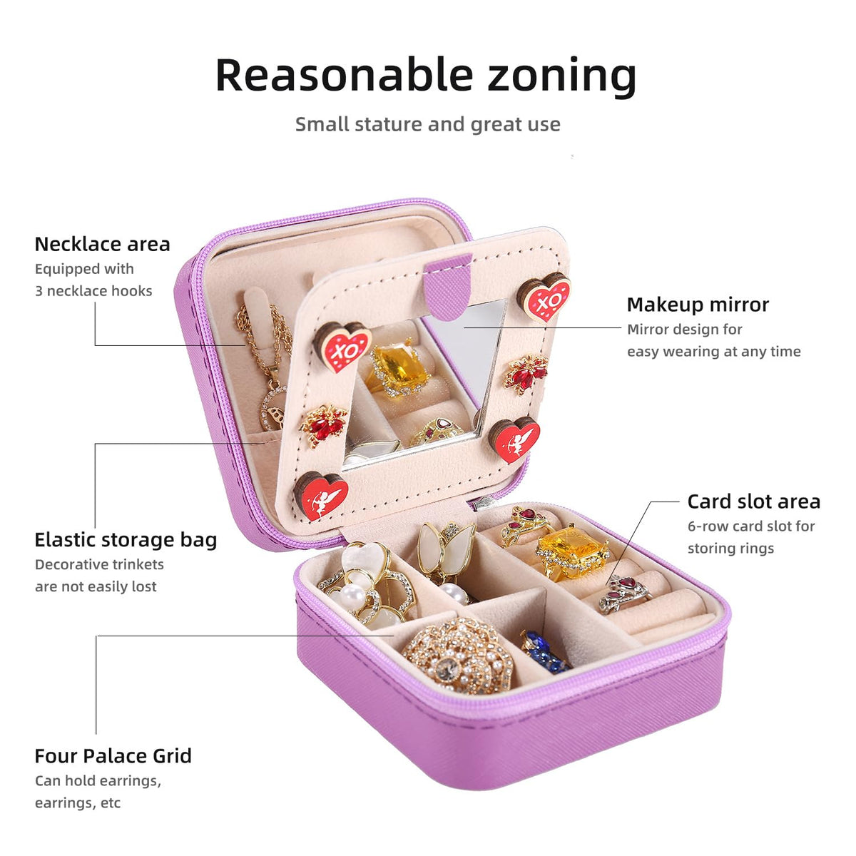 KElofoN Travel Jewelry Case and Organizer with Mirror - Gift for Women and Girls